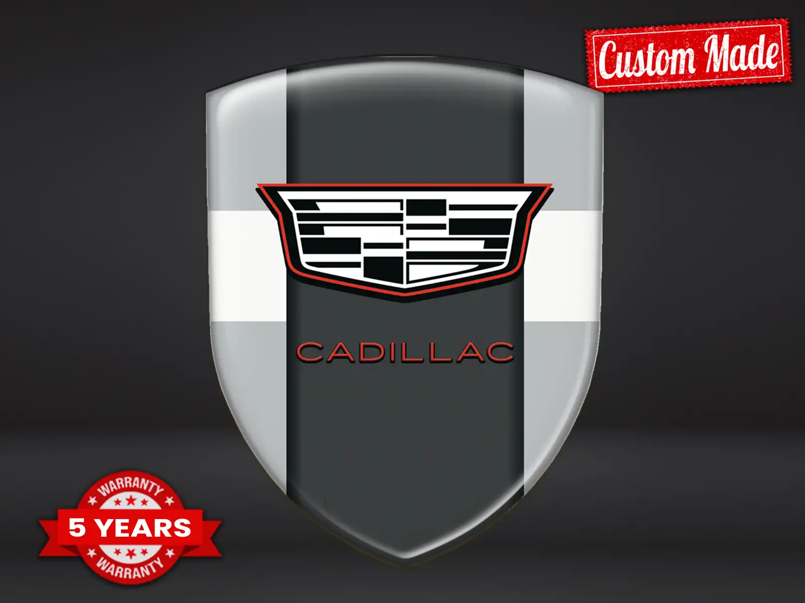 Cadillac Aufkleber auf Silikon Exklusiver Domes Stil